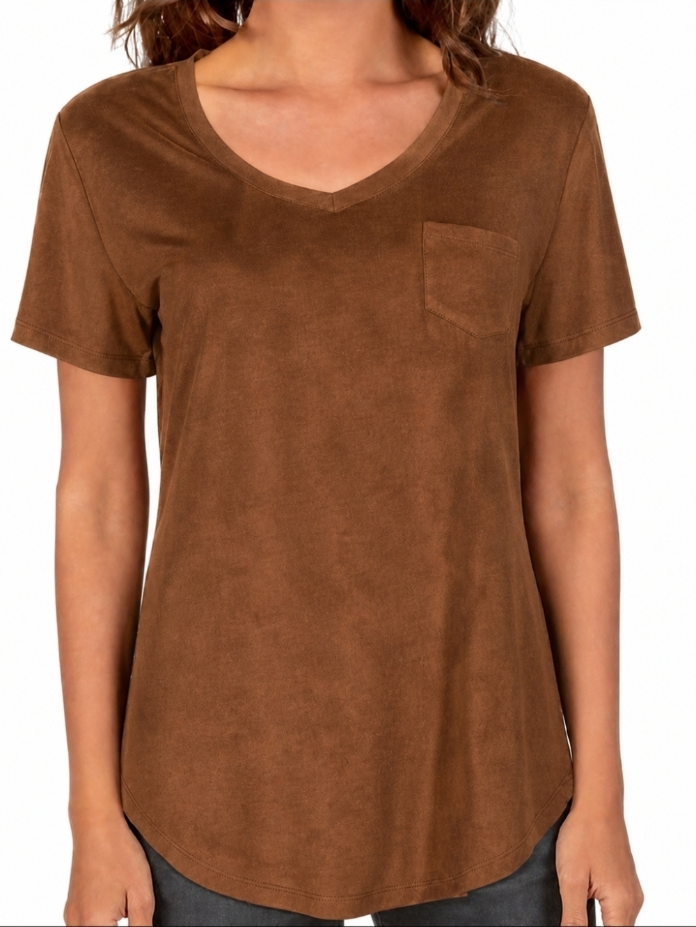 ❤️ BOB TIMBERLAKE FAUX SUEDE V-NECK TEE / TOP, LARGE